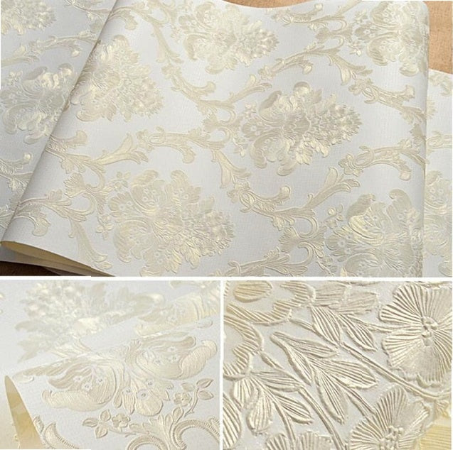 beibehang 53X300cm European embossed Damascus self adhesive wallpaper for walls 3D wall paper living room decoration bedroom