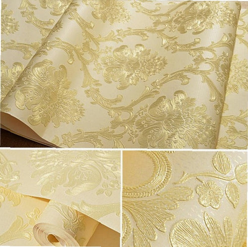 beibehang 53X300cm European embossed Damascus self adhesive wallpaper for walls 3D wall paper living room decoration bedroom