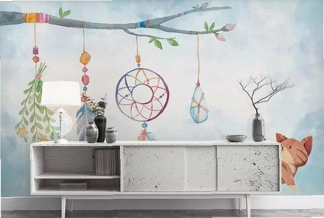 beibehang Custom fashion hand-painted watercolor cute cat dog animal pet children's room background papel de parede 3d wallpaper