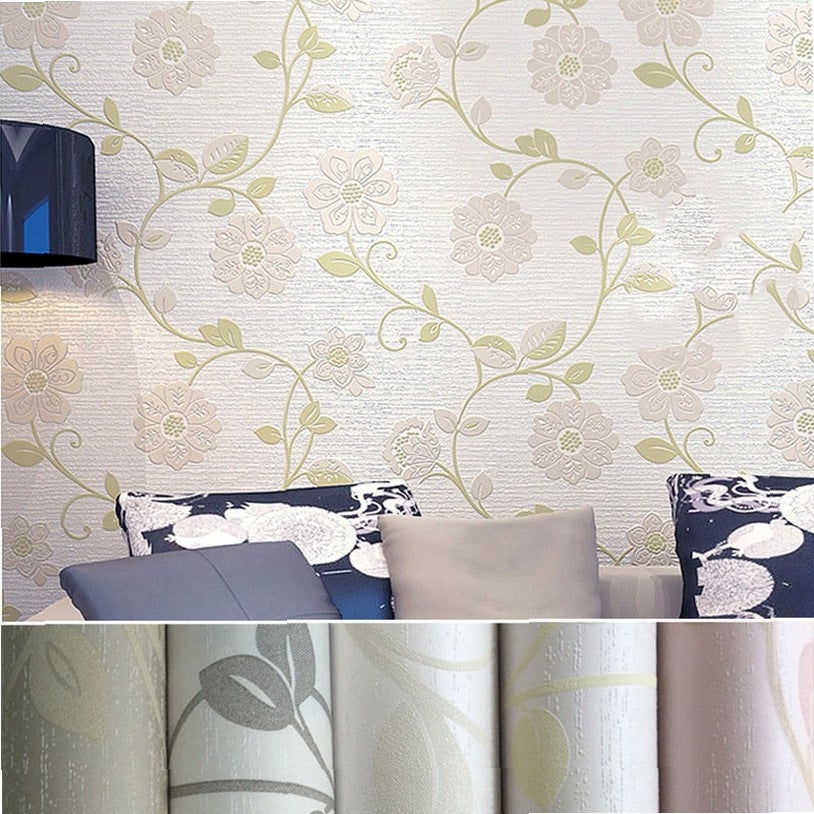 10 Meter Three-dimensional Non-woven Wallpaper 3D Romantic Pastoral Warm Bedroom Living Room Bedside TV Background Wallpaper