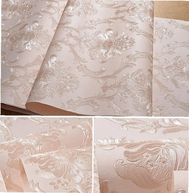 beibehang 53X300cm European embossed Damascus self adhesive wallpaper for walls 3D wall paper living room decoration bedroom