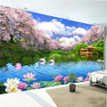Photo Wallpaper 3D Cherry Blossom Swan Lake Landscape Murals Living Room TV Sofa Bedroom Background Wall Decor Papel De Parede